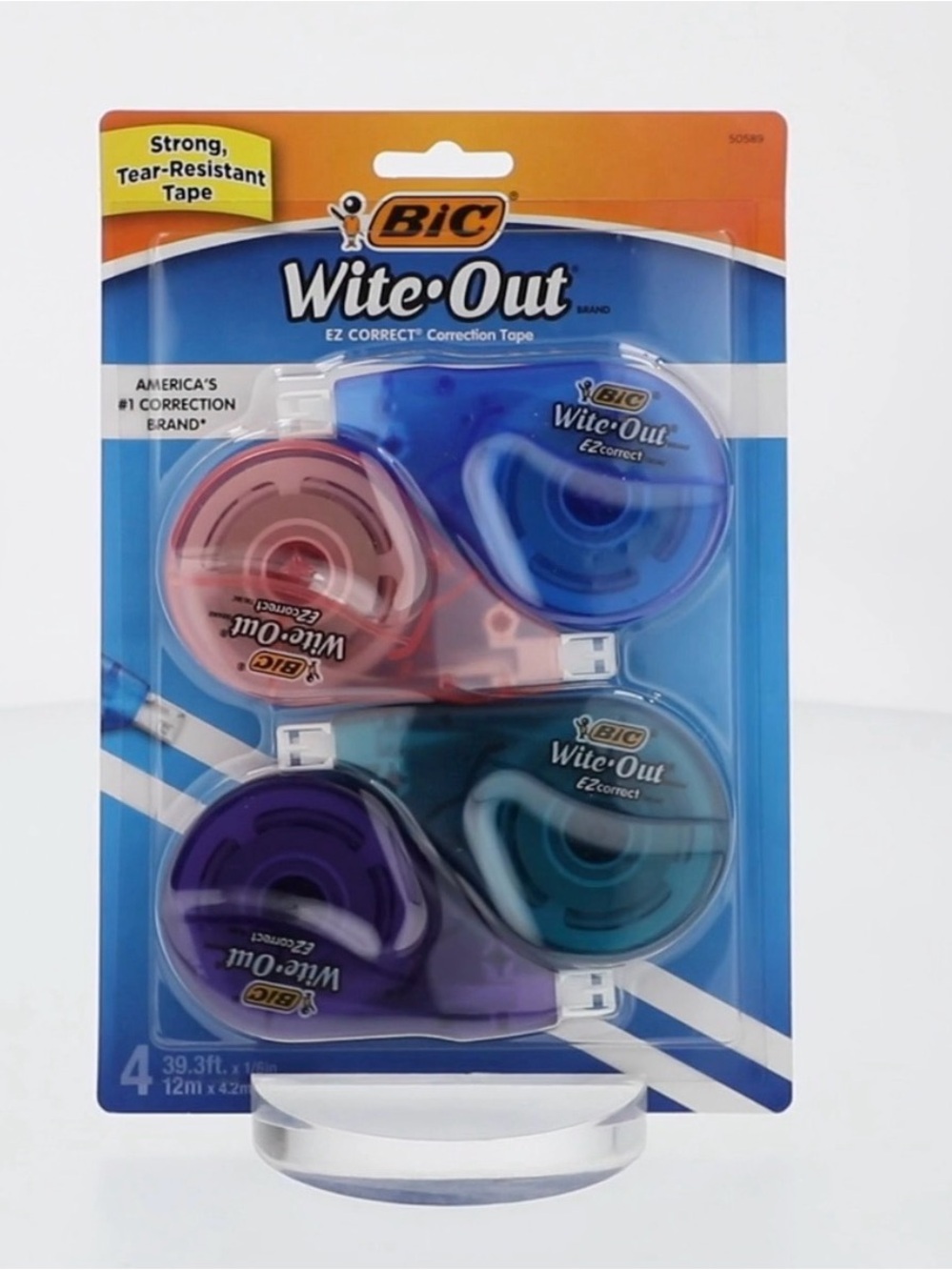 BIC Wite-Out Correction Tape 4-Pack — Blue, Purple, Teal, Pink